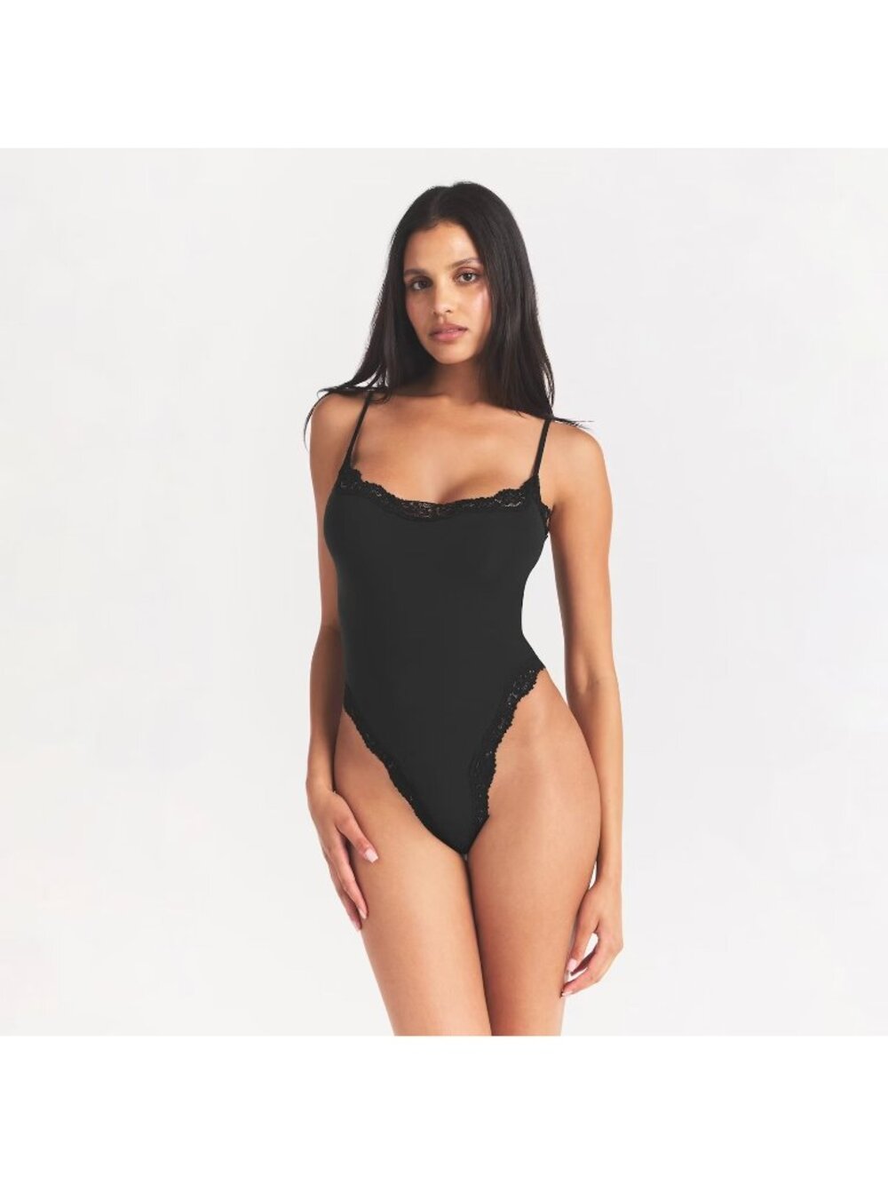 NWT SKIMS FITS EVERYBODY LACE CAMI ONYX BODYSUIT - XS